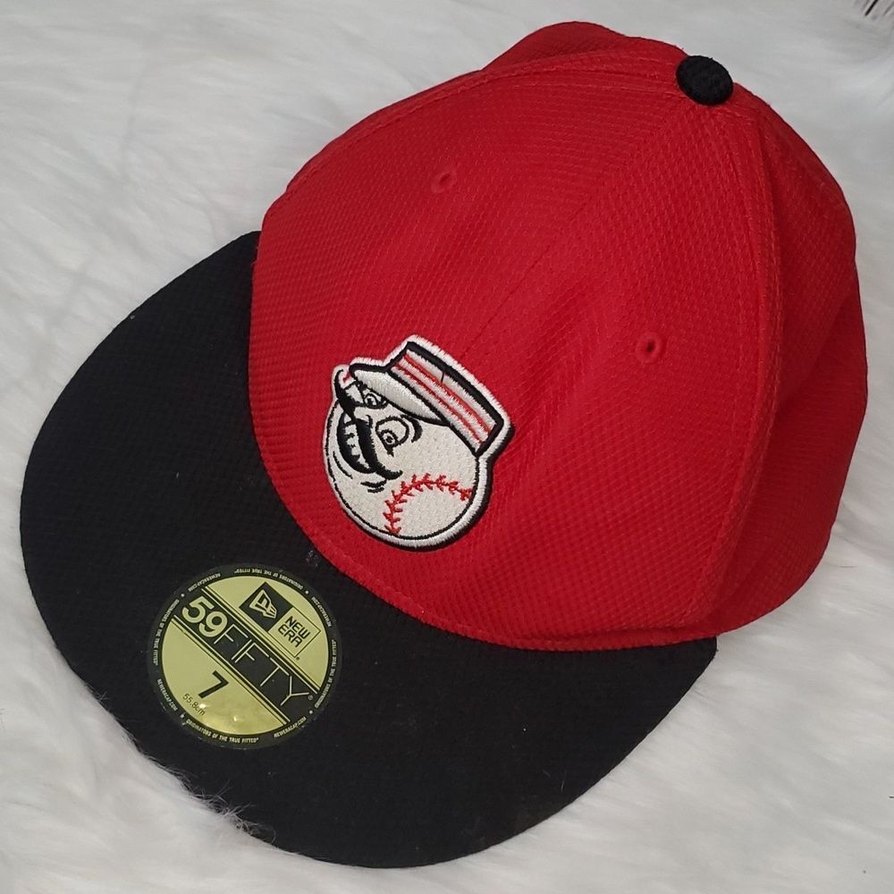 MLB Ohio Cincinnati Reds Red Baseball 59Fifty Size 7 New Era Fitted Baseball Hat - Picture 12 of 17